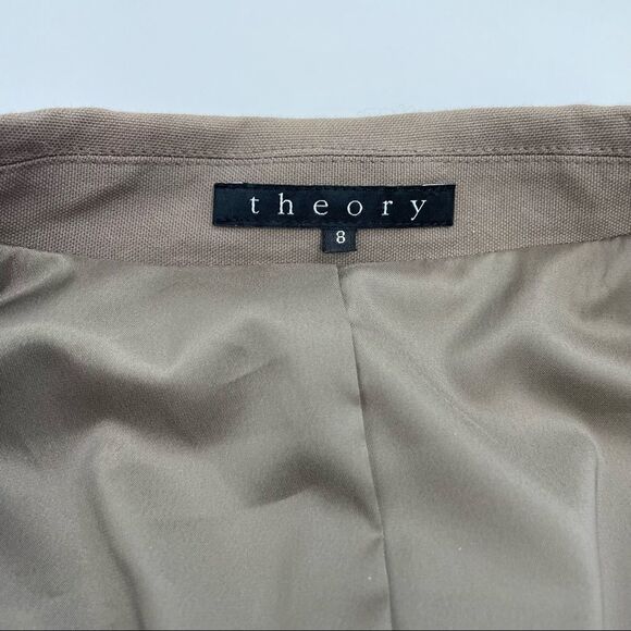 Theory Tan Single Button Cotton Blend Blazer Sz - Picture 9 of 13